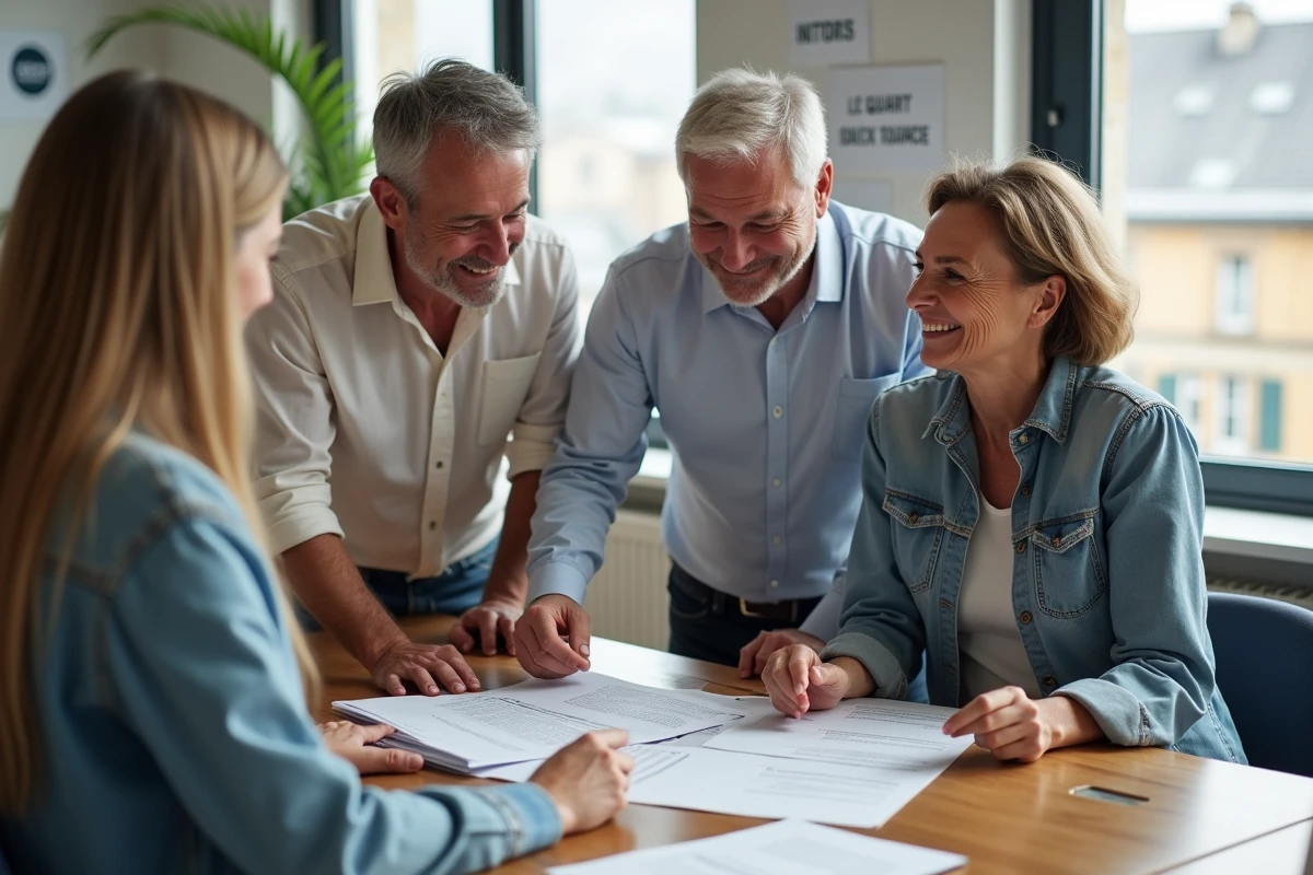 Couple discutant avec un conseiller Action Logement en bureau